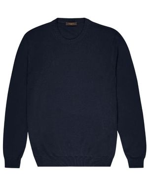 Zanone Round Neck Slim Fit Sweater - Blue