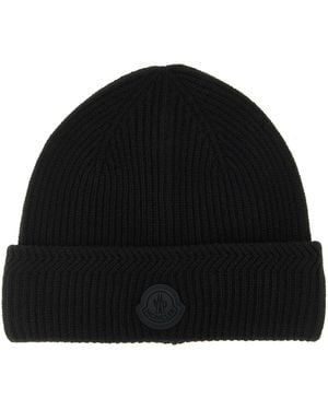 Moncler Brioche Half Stitch Cap - Black