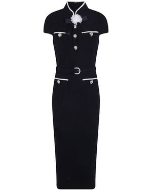 Self-Portrait Wool Crepe Midi Dress - Blue