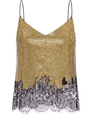 Self-Portrait Tank Top With Sequins - Natural