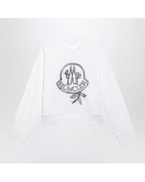 Moncler Cotton Sweatshirt With Embroidered Logo - White