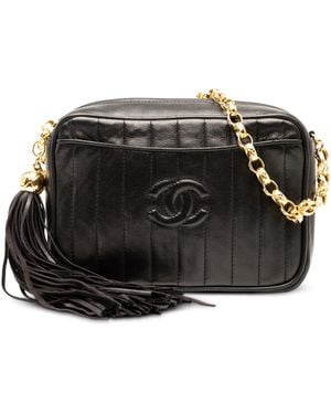 CHANEL Cc Quilted Lambskin Tassel Camera Bag - Black
