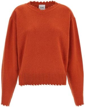 Nude Fringed Hem Sweater - Orange