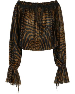Blumarine Print Chiffon Top - Black