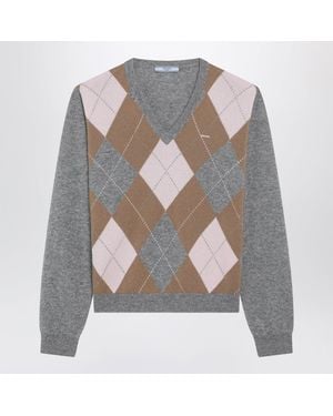 Prada Cashmere Argyle Sweater - Gray