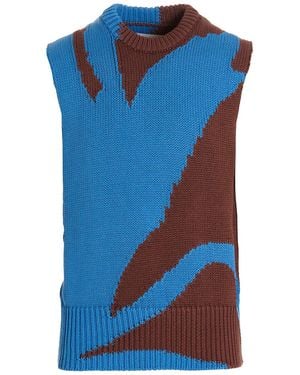 Jil Sander Colorblock Vest Gilet - Blue