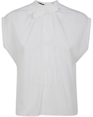 DR. HOPE Silk Blend Bow Blouse - White