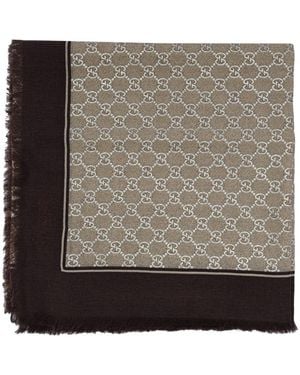 Gucci Gg Shape Wool Scarf - Gray