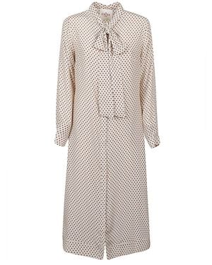 Crida Milano Polka Dot Silk Midi Dress - Gray
