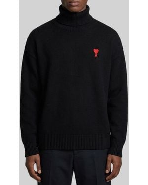 Ami Paris Ami De Coeur Turtleneck Sweater - Black