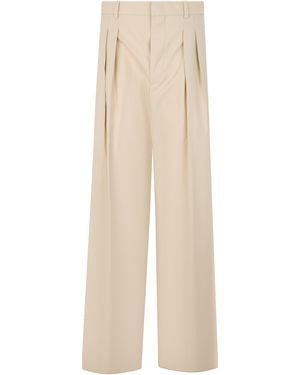 Bottega Veneta High Waisted Loose Pants - Natural
