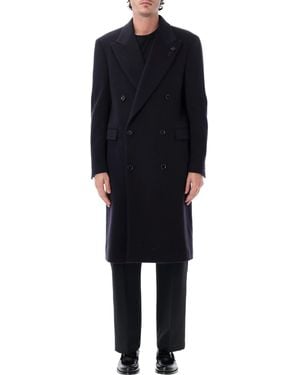 Lardini Double-Breasted Wool Coat - Black
