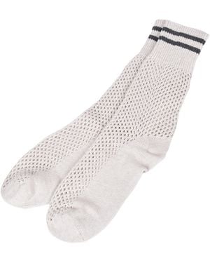 Brunello Cucinelli Oat Two-Tone Hand Knit Socks - White