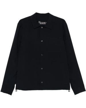 Herno Double Bi-Stretch Fabric Shacket With Logo Buttons.<Br - Black