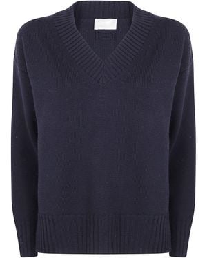 Drumohr Oversized V Neck Sweater - Blue