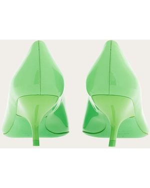 Ferragamo Eva 55 Patent Leather Pumps — Lt Brill - Green
