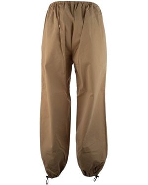 Miu Miu Logo-Embroidered Drawstring Pants - Natural