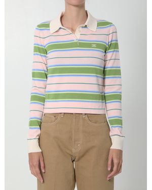Celine Striped Cotton Polo Shirt - Pink