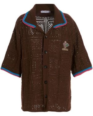 Avril 8790 x Formichetti Patch Crochet Shirt Shirt And Blouse - Brown