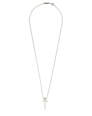 Rick Owens Palladium Pentagram Brass Necklace - White