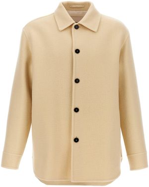 Jil Sander Tailored Wool Coat With Button Closure - Natural