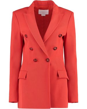 Genny Double-Breasted Wool Blazer - Red