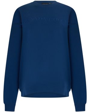 Canada Goose Hoodie With Embroidered Logo Cotton Sweatshirts - Blue