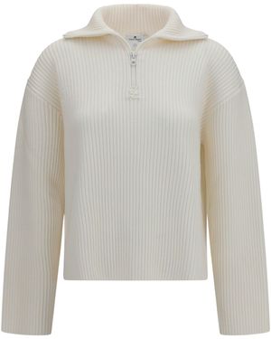 Courreges Sweater Ribbed Zip - White