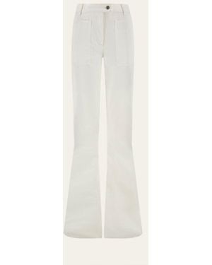 Ferragamo Off Flared Cotton Pants - White