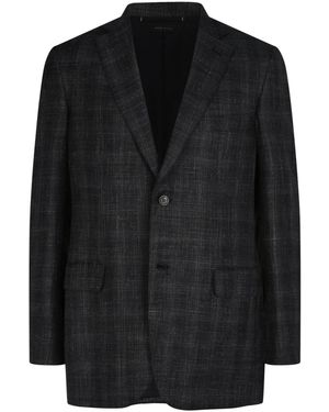 Brioni Tweed Single-Breasted Blazer - Black
