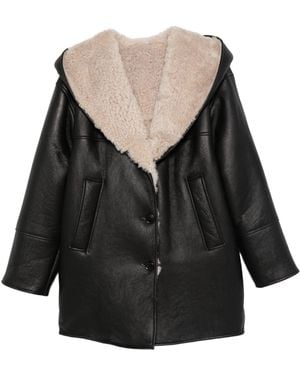 Alaïa Hooded Shearling Coat - Black