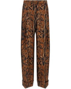 Alberto Biani Lynx Print Pants - Brown