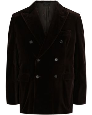 Brioni Double-Breasted Velvet Smoking Jacket - Black
