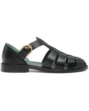 VINNY'S Woven Strap Flat Sandals - Black