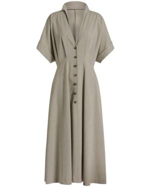 Alberta Ferretti Tweed Viscose Polyester Dress - Natural