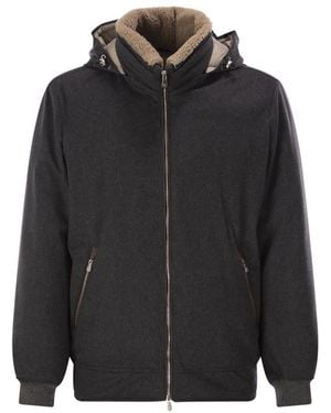 Brunello Cucinelli Graphite Wool Padded Jacket - Black