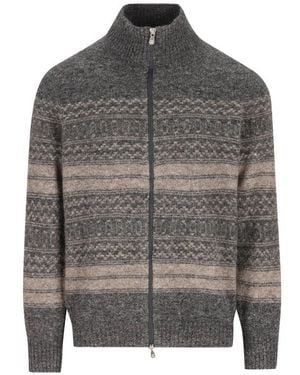 Brunello Cucinelli Zip Cardigan Wool - Gray