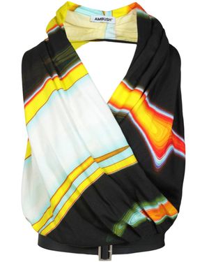 Ambush Wrap Belted Halterneck Top - Yellow