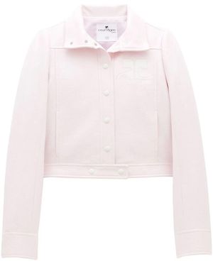 Courreges Cropped Structured Jacket With High Collar - Pink