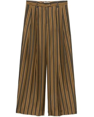 Alberto Biani Striped Silk Pants - Natural