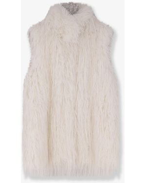 Pinko Neva Faux Fur Sleeveless Jacket - White