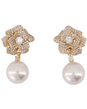 Self-Portrait Mini Flower Pearl Earrings - Metallic