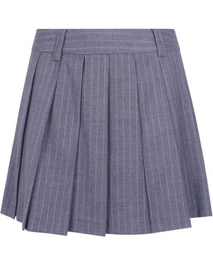 DUNST Pleats Mini Striped Skirt - Purple