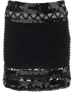 Alberta Ferretti Embellished Mesh Mini Skirt - Black