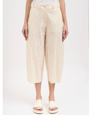 Nostrasantissima Striped Cotton And Linen Pants - Natural