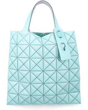 Issey Miyake Mini Geometric Tote Handbag With Sculptural Triangular Panels And Oversized Handles - Blue