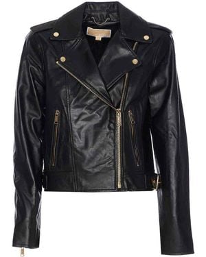 MICHAEL Michael Kors Leather Moto Jacket - Black