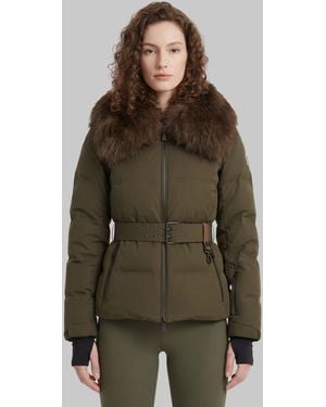 Moncler Sioule Short Down Jacket With Fur - Green