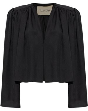 Valentino V-Neck Long-Sleeved Jacket - Black