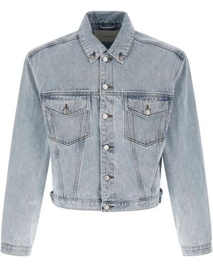 Entire studios Shrunken Denim Puffer Jackets Light Blue